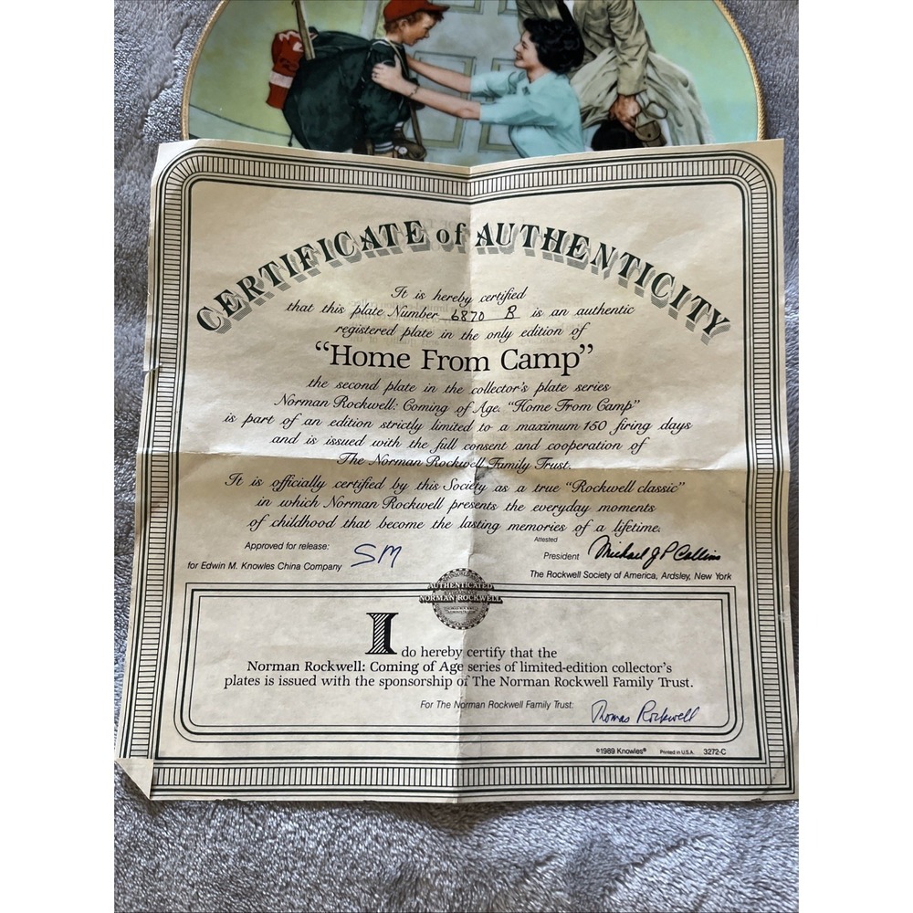 Norman Rockwell's limited-edition plate, 'Home From Camp.' - Picture 6 of 10